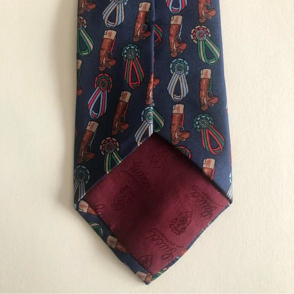 GUCCI Luxury Equestrian Vintage Silk Tie Rare - Picture 7 of 11